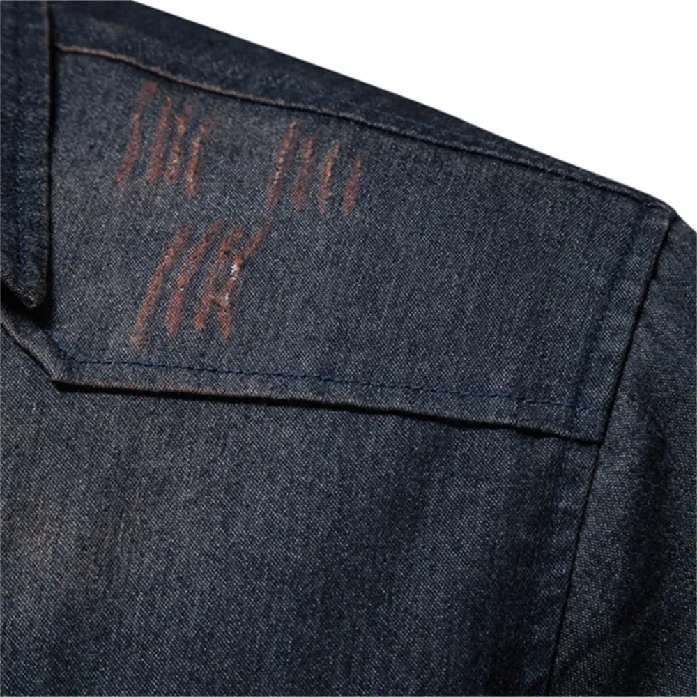 Elastic Cotton Denim Men's Shirt