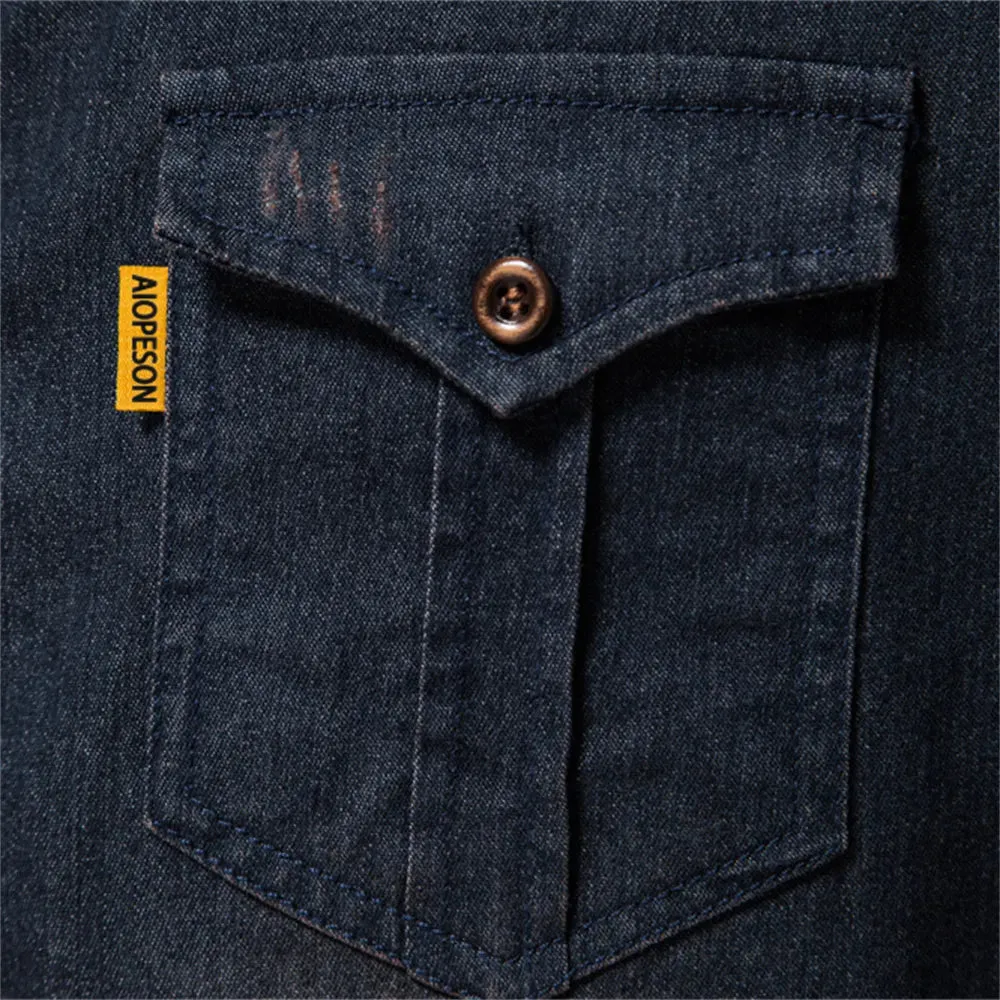 Elastic Cotton Denim Men's Shirt