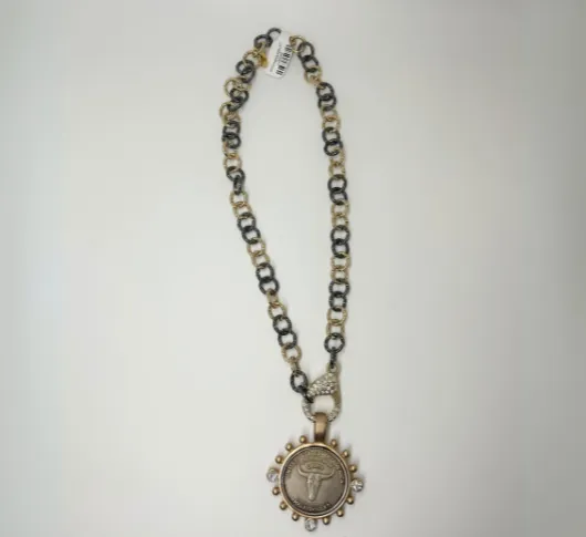 Elisabeth Pohle - Longhorn Coin Circle Chain in Gold and Black