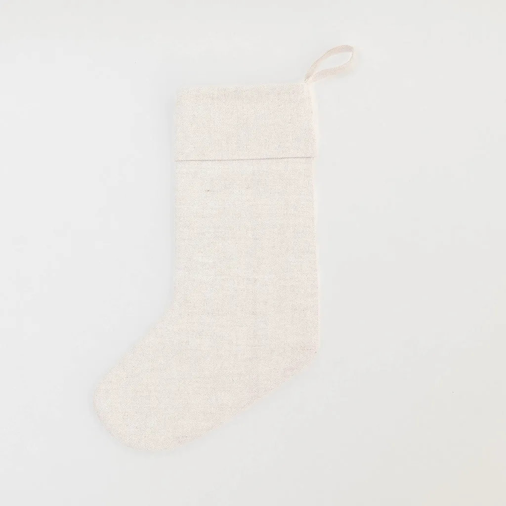 Festive Poinsettia Linen Stocking - Natural