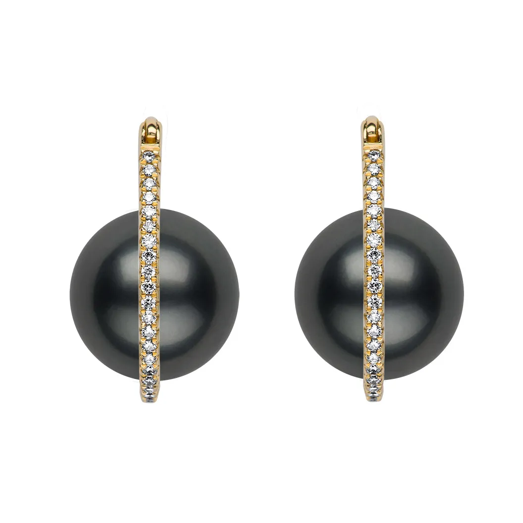 Floating Pearl Diamond Earrings
