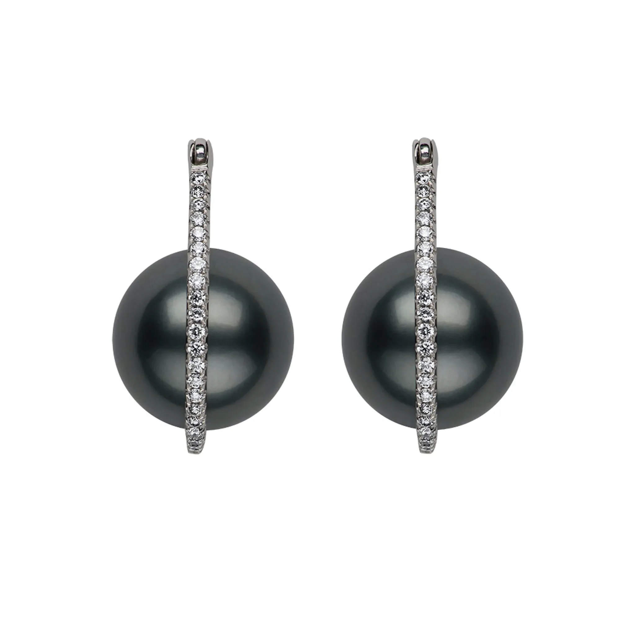 Floating Pearl Diamond Earrings