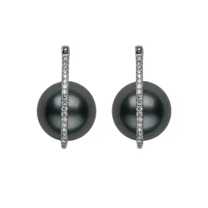 Floating Pearl Diamond Earrings