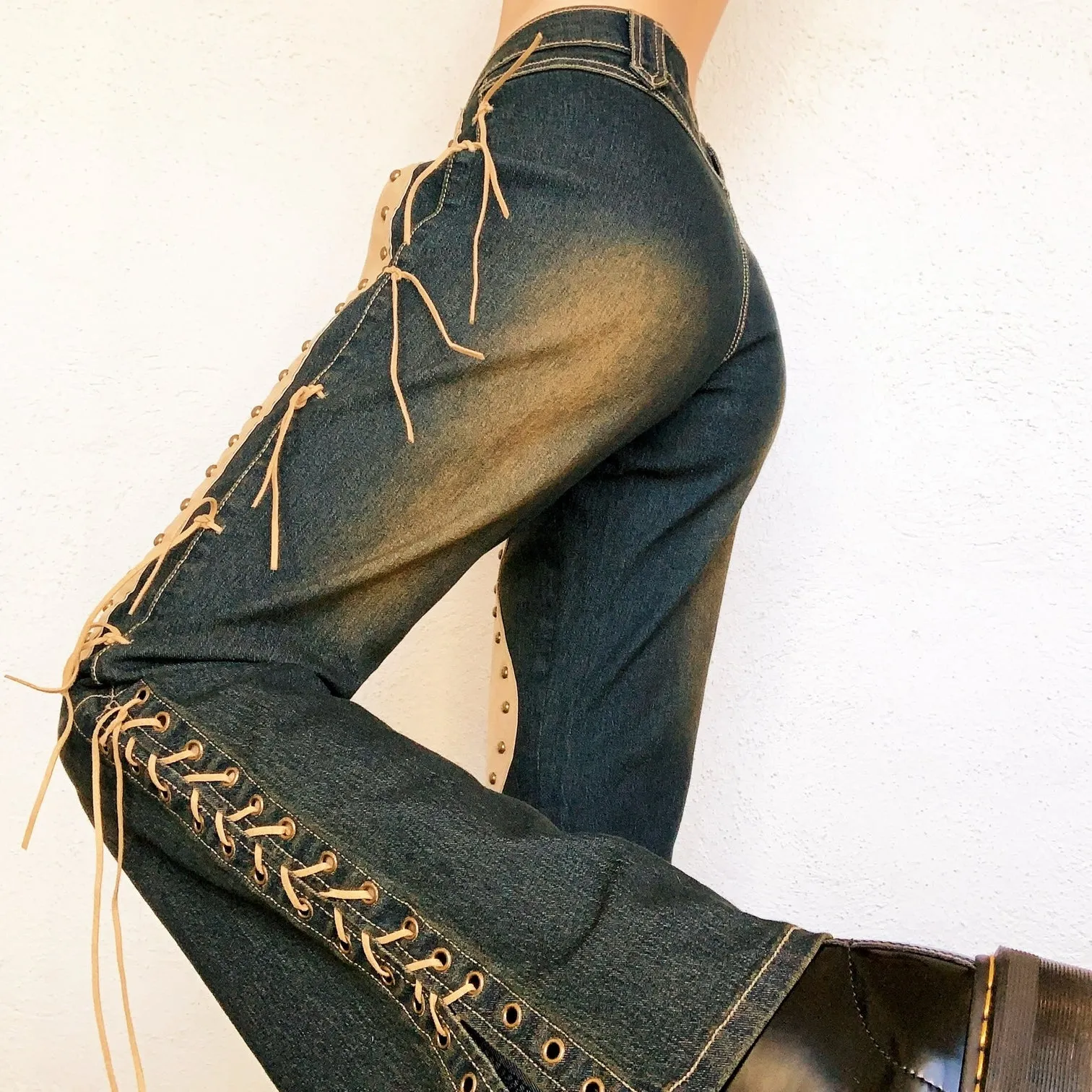 Funky Lace Up Western Jeans
