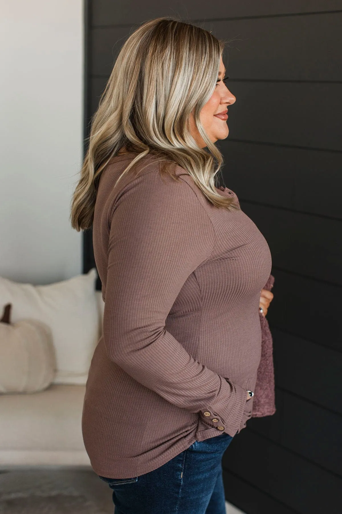 Give Your Best Henley Top- Mocha