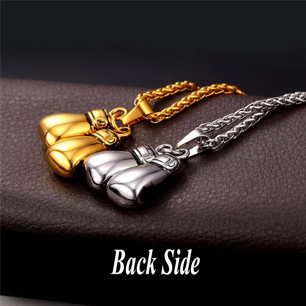 Gold Boxing Gloves Charm Necklace