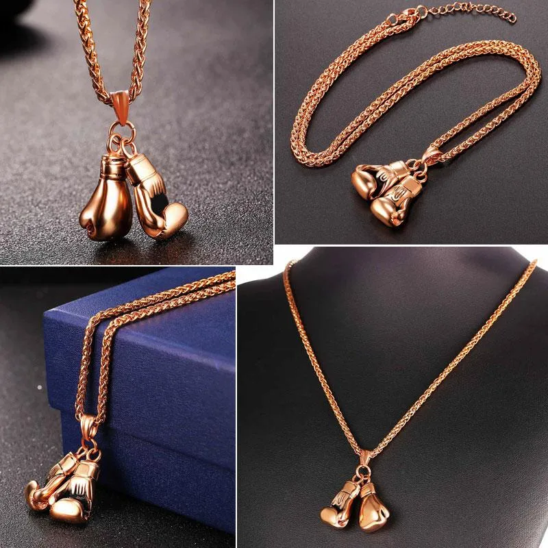Gold Boxing Gloves Charm Necklace