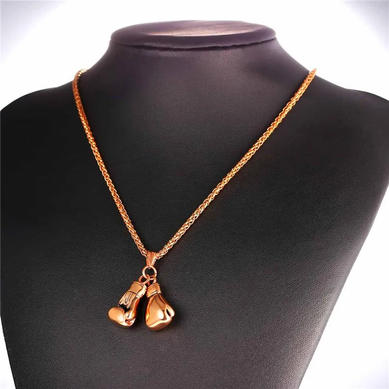 Gold Boxing Gloves Charm Necklace