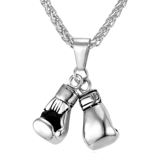 Gold Boxing Gloves Charm Necklace