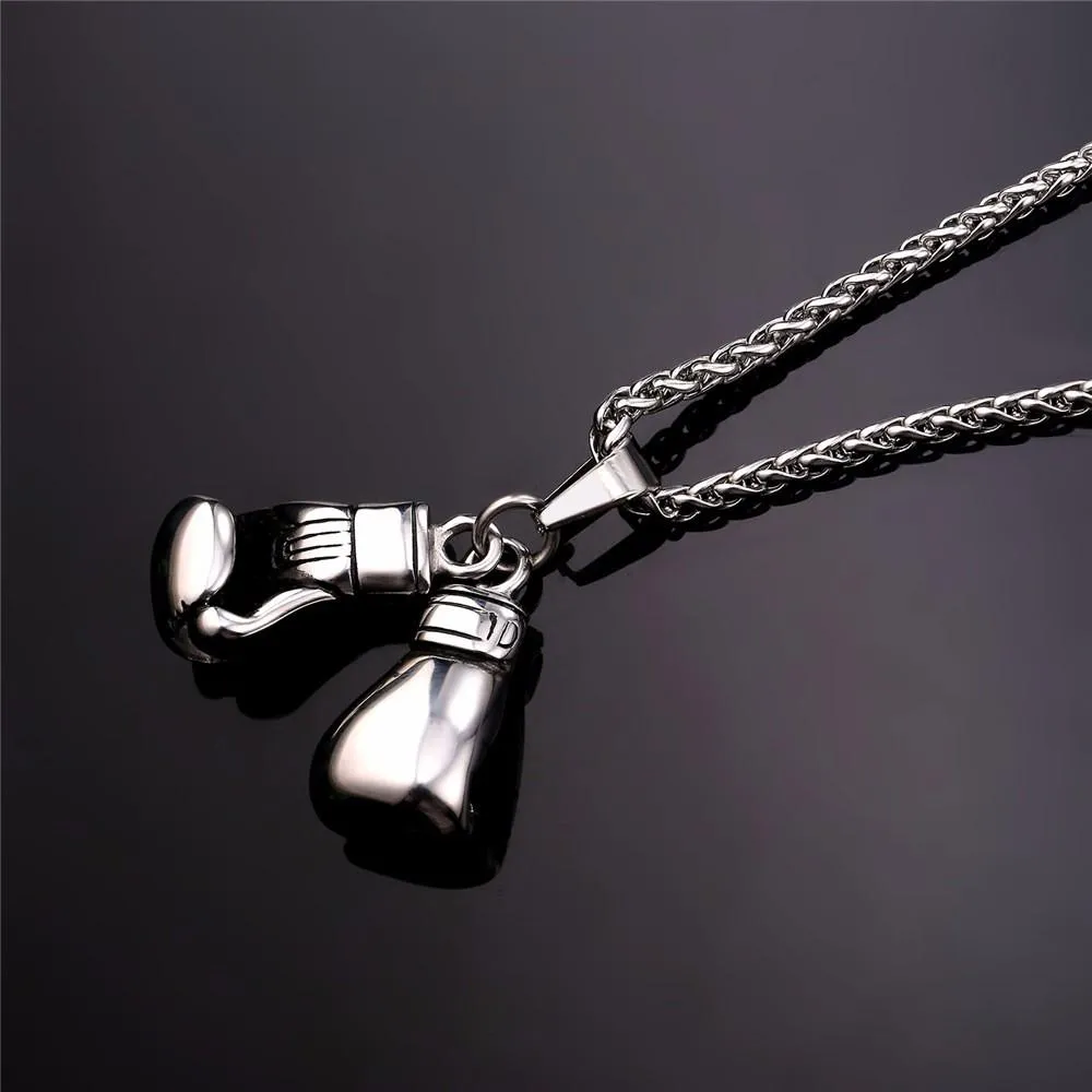 Gold Boxing Gloves Charm Necklace