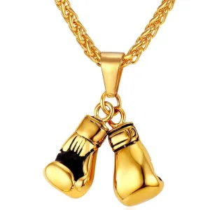 Gold Boxing Gloves Charm Necklace