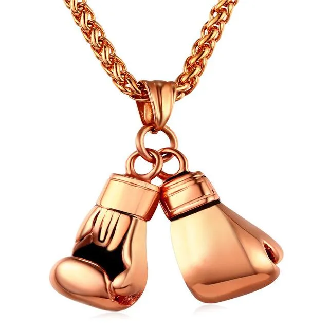 Gold Boxing Gloves Charm Necklace