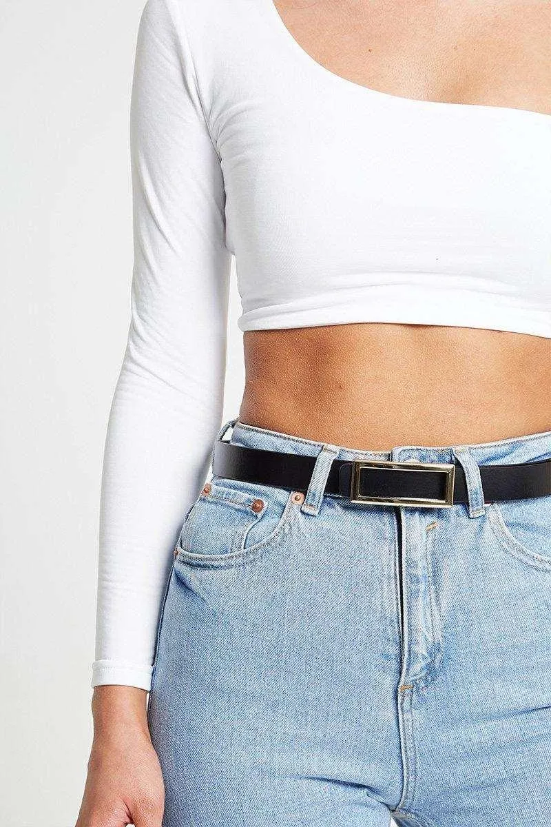 Gold Buckle Belt in Black