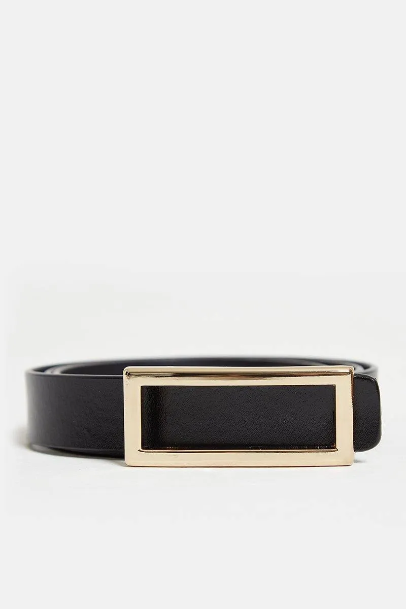 Gold Buckle Belt in Black