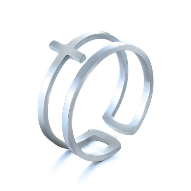 Golden Silver Color Stainless Steel Resizable Engagement Lover Rings Set For Women Men Wedding Band Jewelry Accessories Gifts