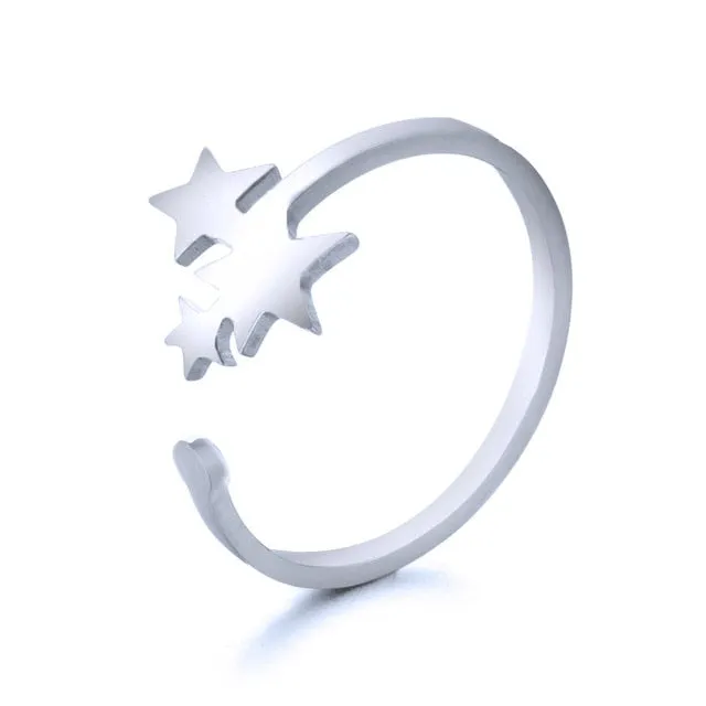Golden Silver Color Stainless Steel Resizable Engagement Lover Rings Set For Women Men Wedding Band Jewelry Accessories Gifts