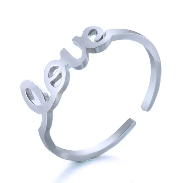 Golden Silver Color Stainless Steel Resizable Engagement Lover Rings Set For Women Men Wedding Band Jewelry Accessories Gifts