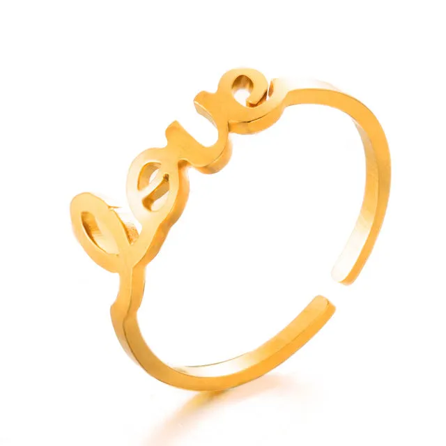 Golden Silver Color Stainless Steel Resizable Engagement Lover Rings Set For Women Men Wedding Band Jewelry Accessories Gifts