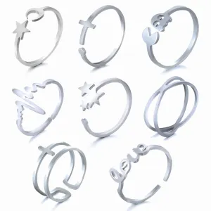 Golden Silver Color Stainless Steel Resizable Engagement Lover Rings Set For Women Men Wedding Band Jewelry Accessories Gifts