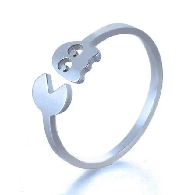 Golden Silver Color Stainless Steel Resizable Engagement Lover Rings Set For Women Men Wedding Band Jewelry Accessories Gifts