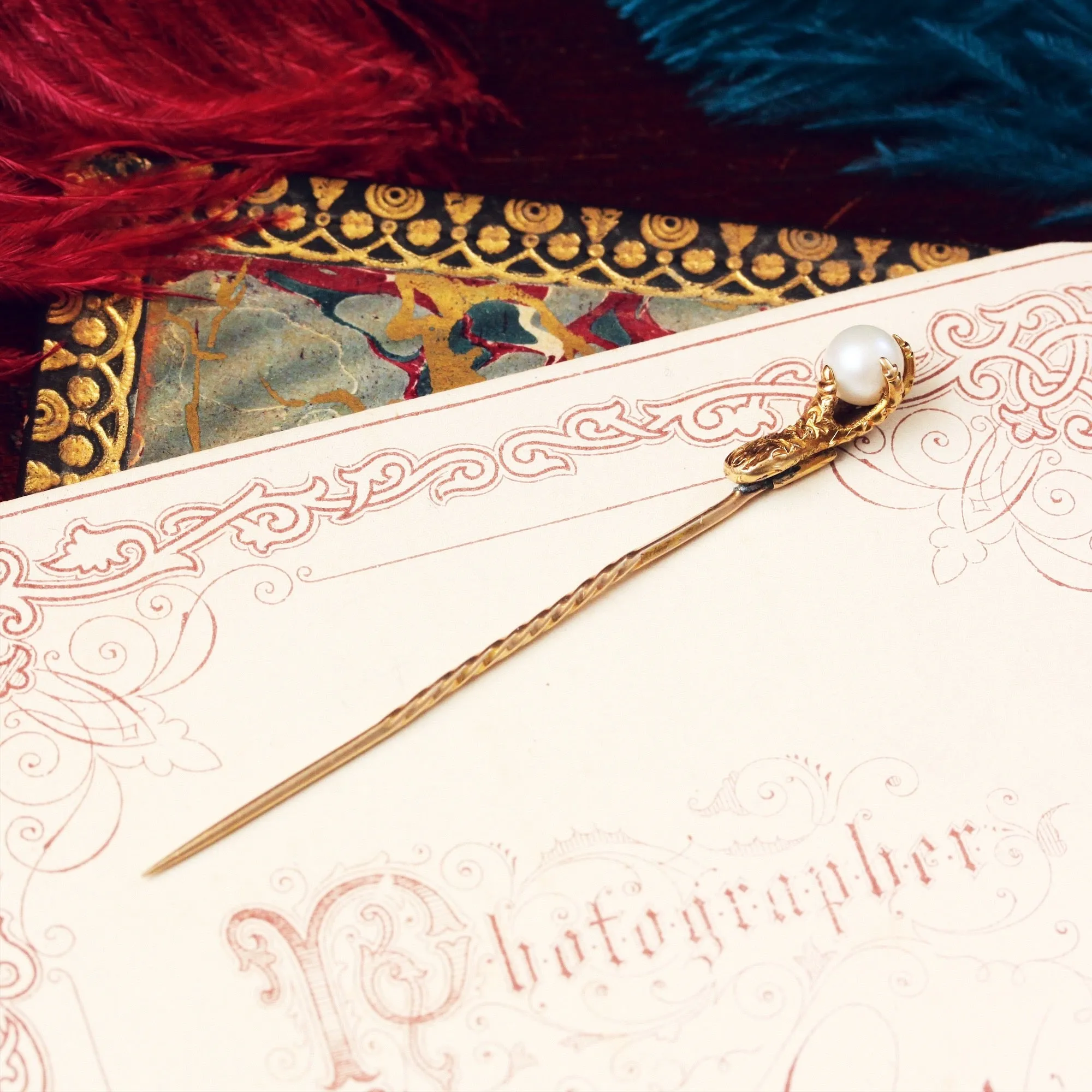 Gothic Victorian Wild Pearl Eagle Claw Stick Pin