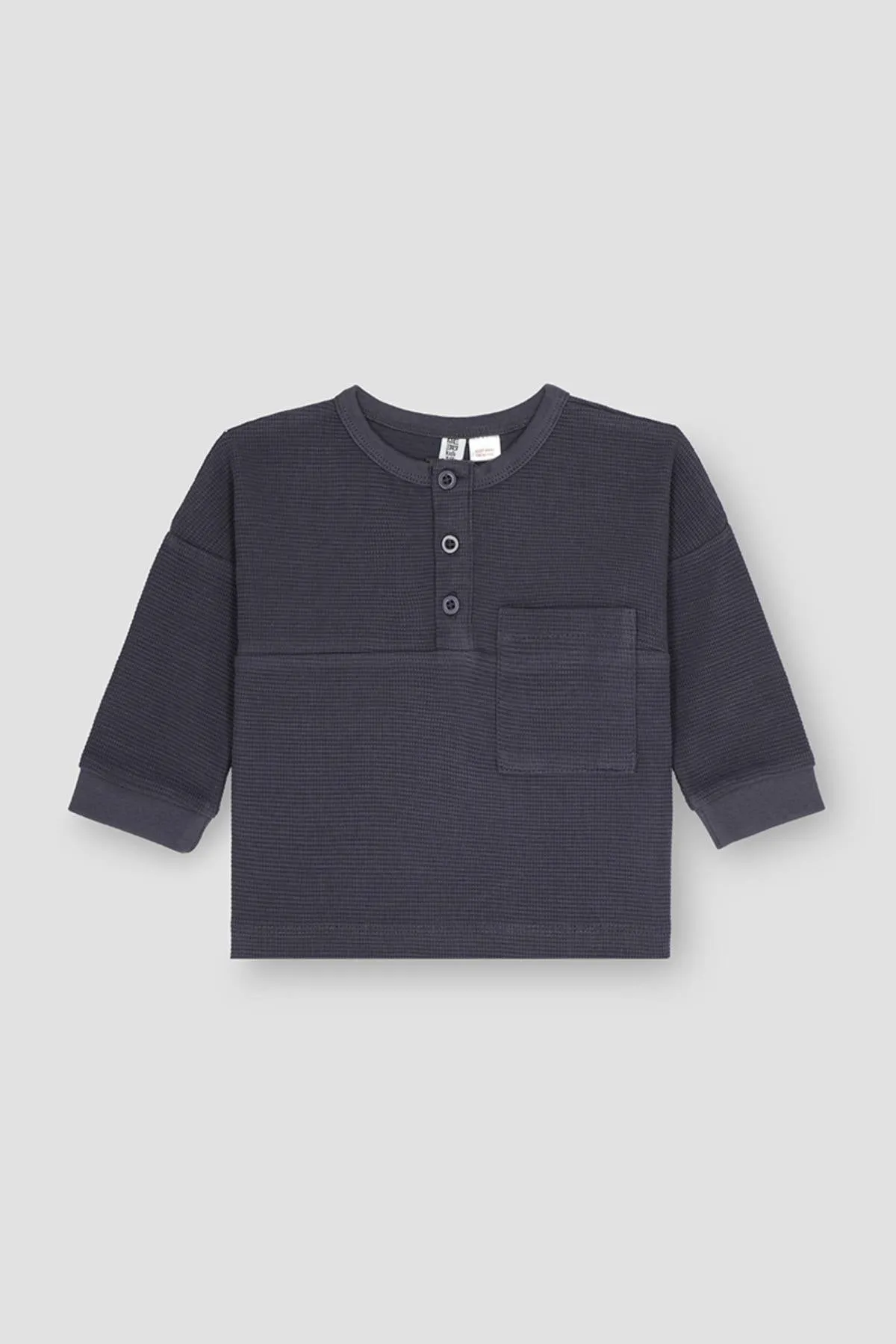 Henley Long Sleeve T-Shirt For Baby Boy - Marengo