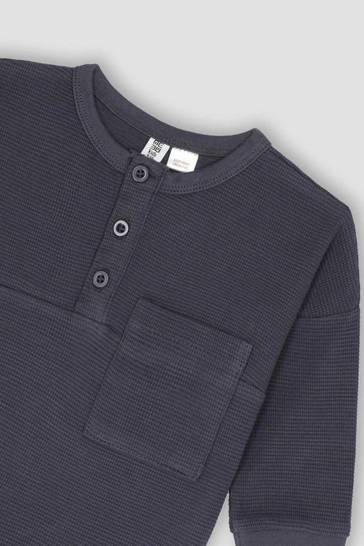 Henley Long Sleeve T-Shirt For Baby Boy - Marengo