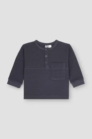 Henley Long Sleeve T-Shirt For Baby Boy - Marengo