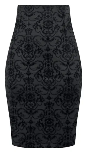 High Waist Damask Pencil Skirt
