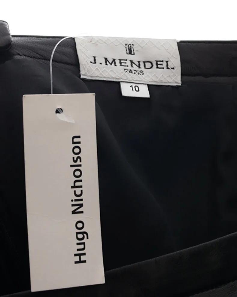 J.  Mendel Black Lambskin Leather Short Pencil Skirt - 10