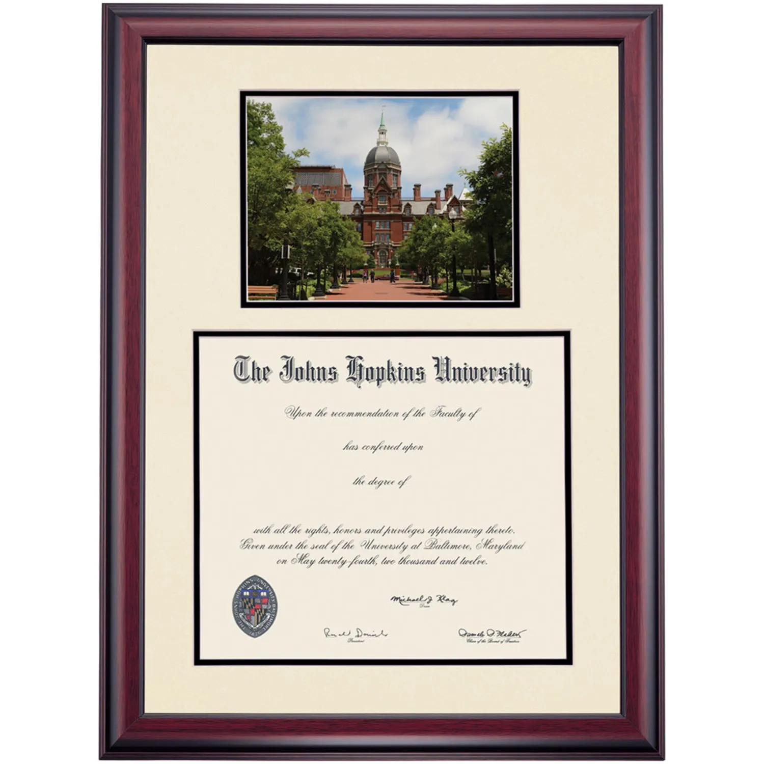 Johns Hopkins Premier Medicine Diploma Frame