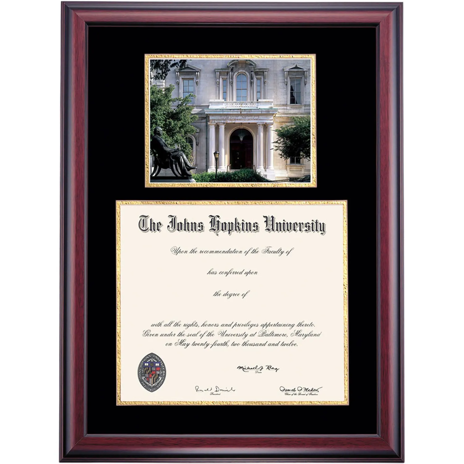 Johns Hopkins Premier Peabody Diploma Frame
