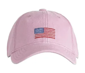 Kid's Needlepoint Hat - American Flag Pink