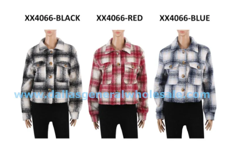 Ladies Fashion Plaid Jackets Wholesale