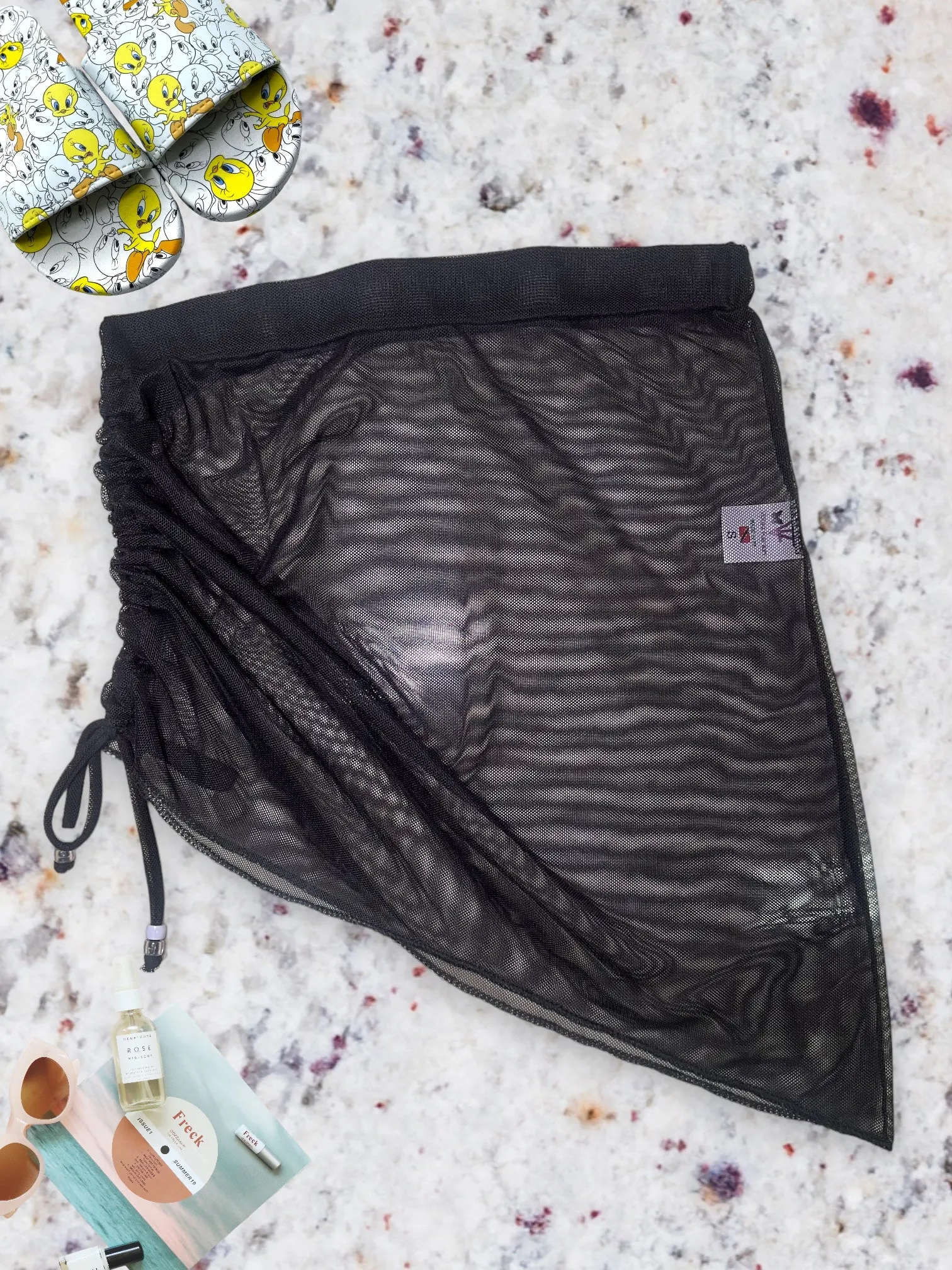 Ladies Mesh Drawstring Cover Up Skirt