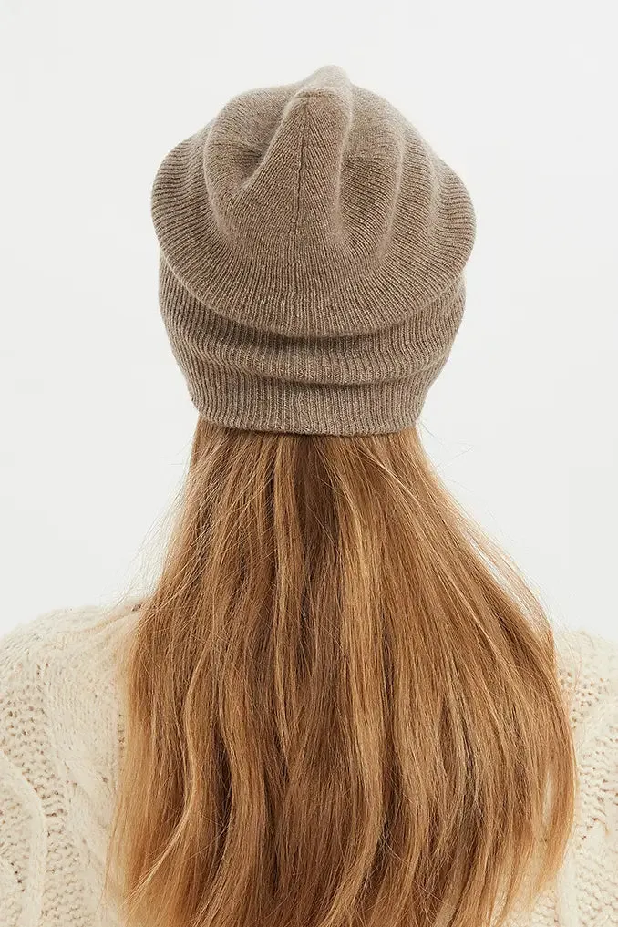 Luxurious Reversible Ribbed Knit 100 Cashmere Beanie