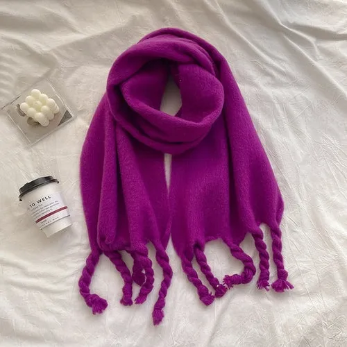 Luxury Cashmere Bright Solid Colors Women Scarf Winter Shawl And Wrap