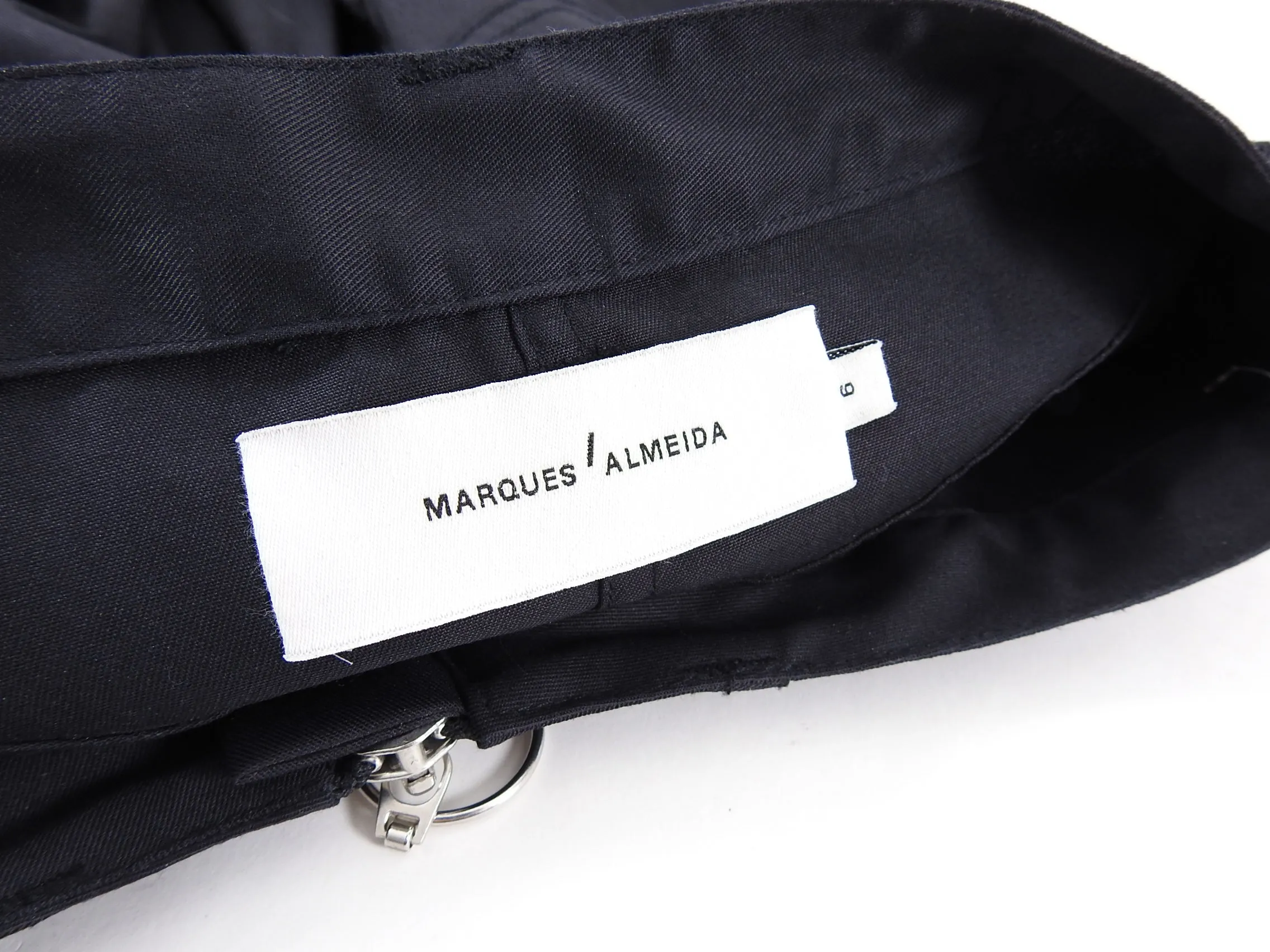Marques Almeida Black Cotton Ruffle Skirt with Metal O Ring - XS