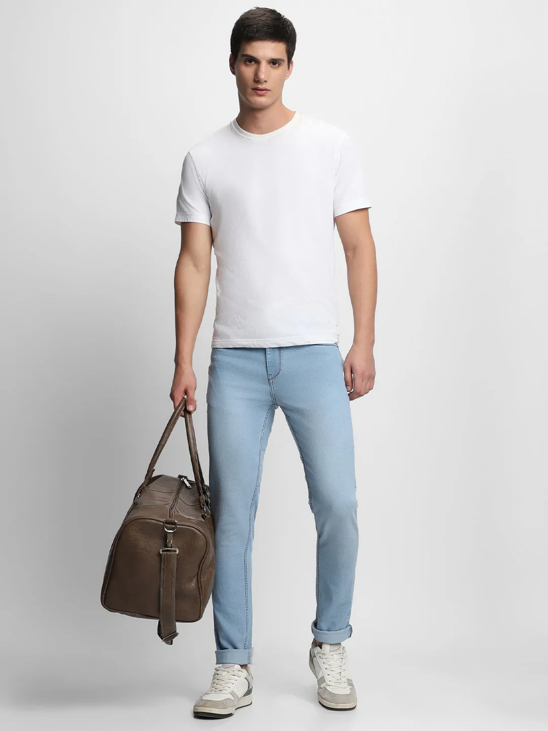 Men's Blue Slim Fit Light Fade Stretchable Jeans