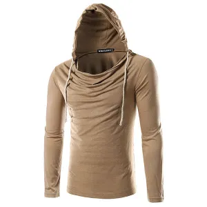 Mens Hoodies Brief Style Solid Color Casual Sport Hooded Tops