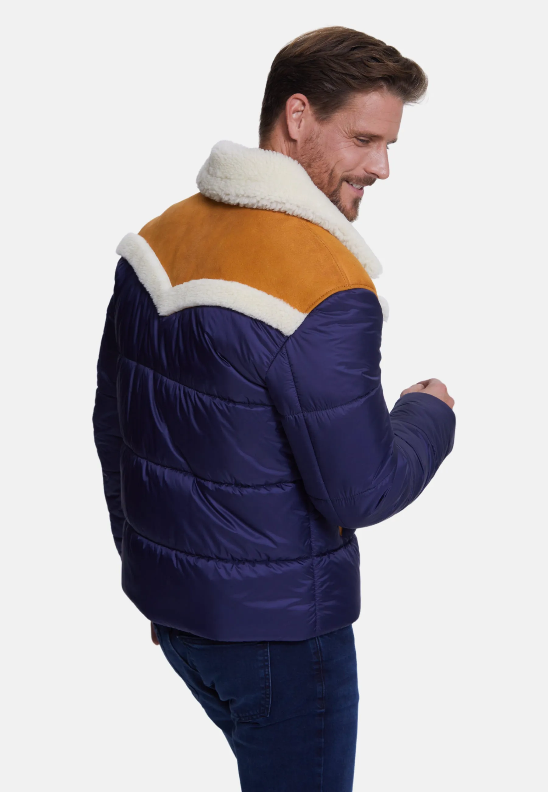Men's Puffer Jacket, White Wool