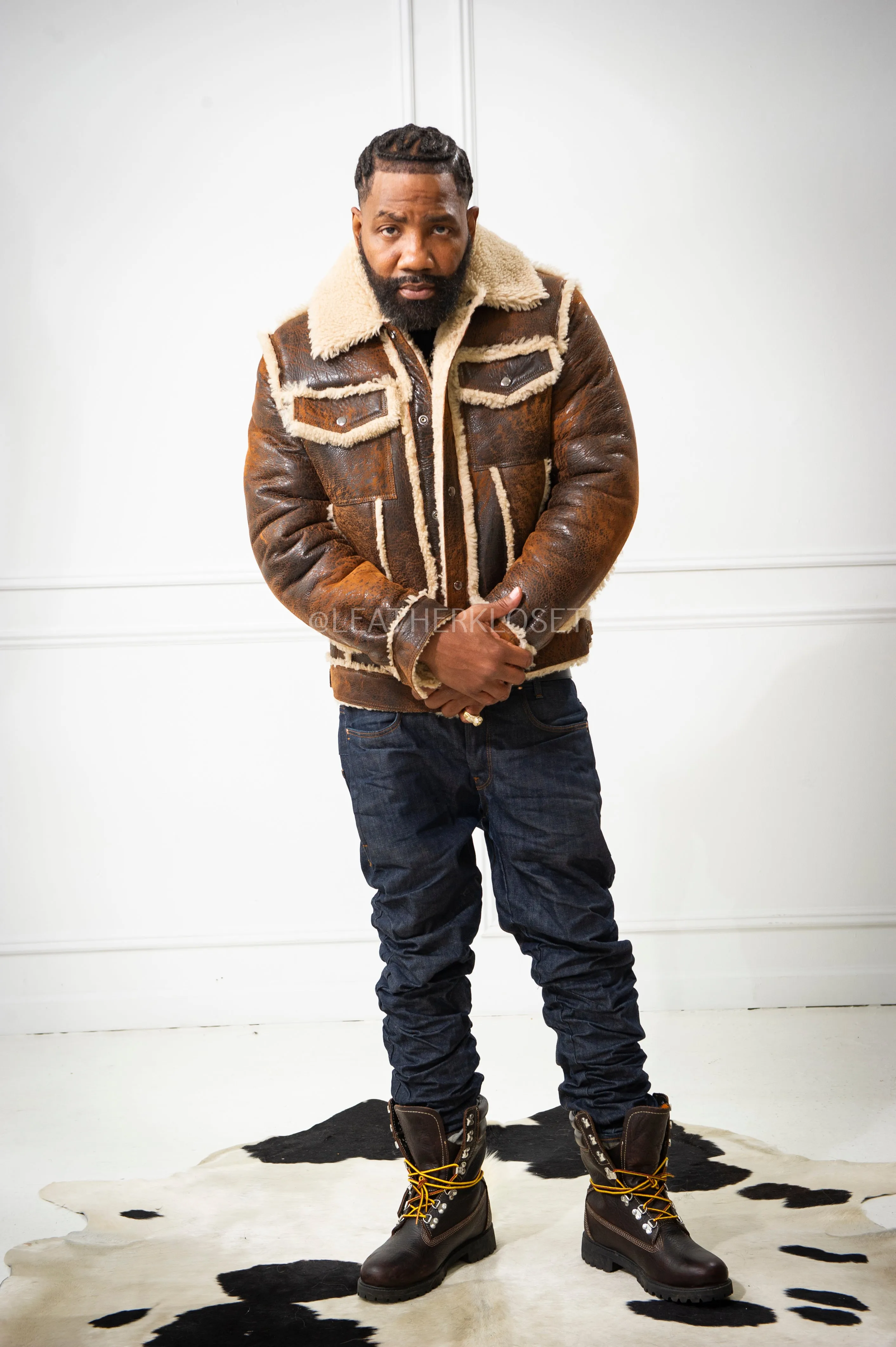 Men's Shepherd Shearling Jacket [Brown Distressed]