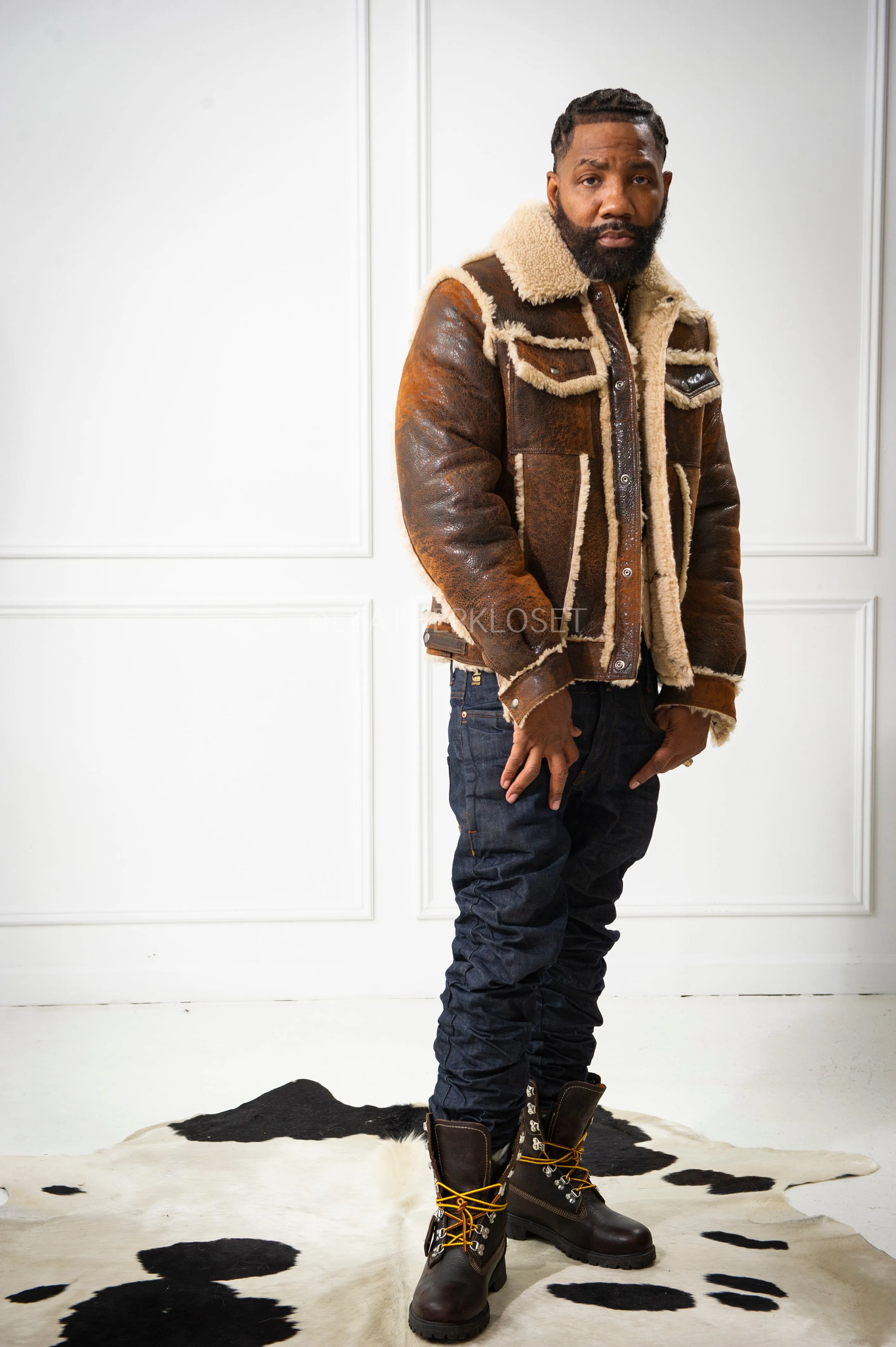 Men's Shepherd Shearling Jacket [Brown Distressed]