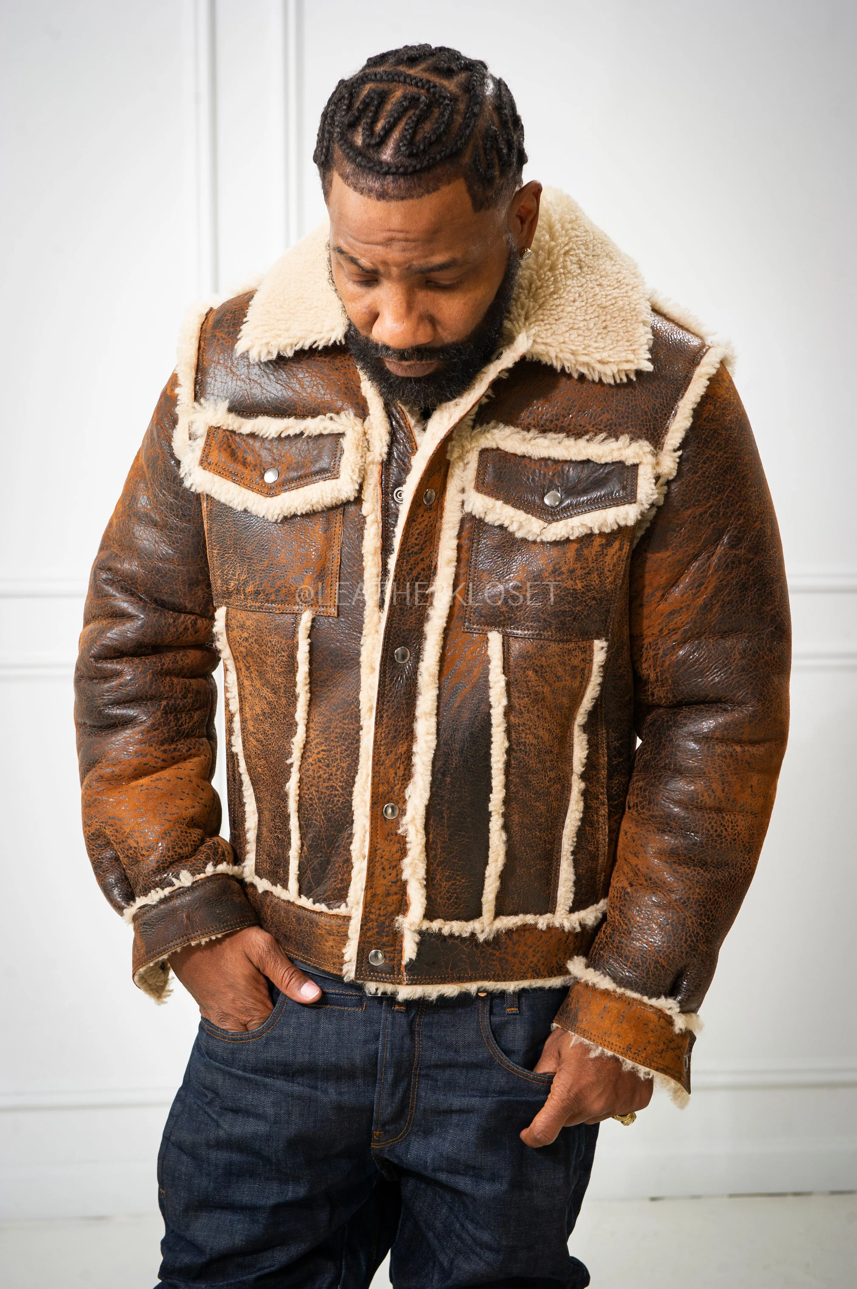Men's Shepherd Shearling Jacket [Brown Distressed]