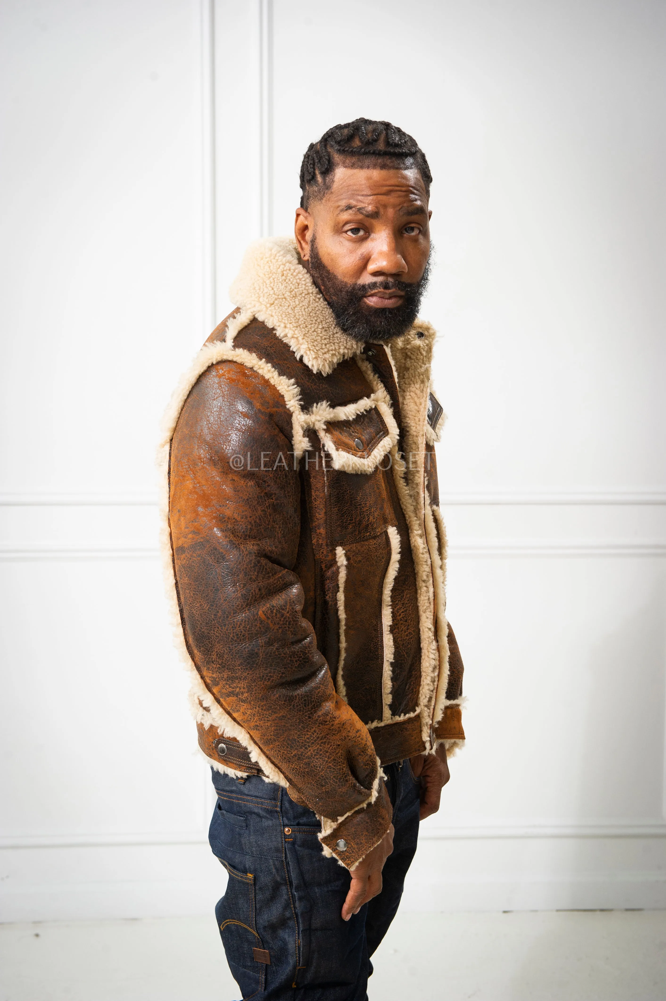 Men's Shepherd Shearling Jacket [Brown Distressed]
