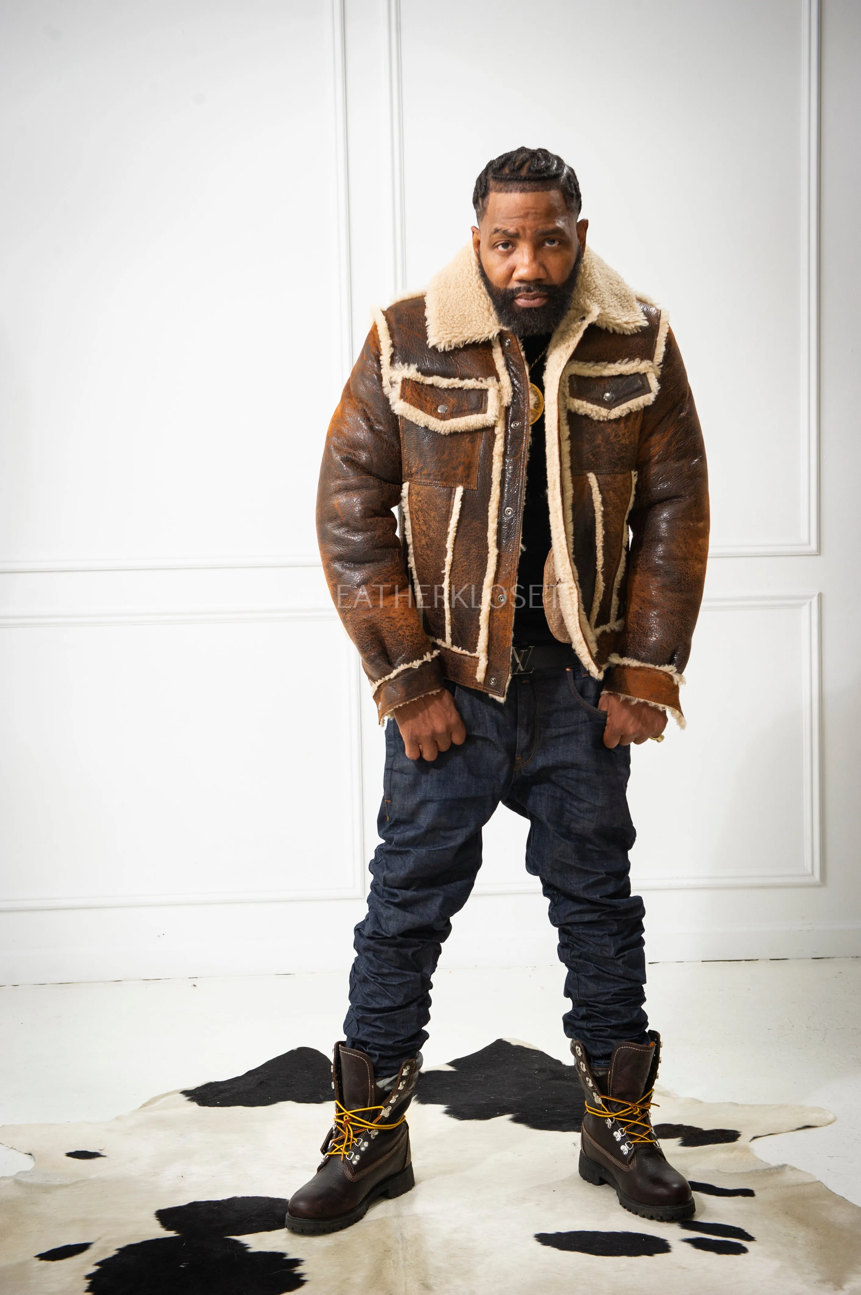 Men's Shepherd Shearling Jacket [Brown Distressed]