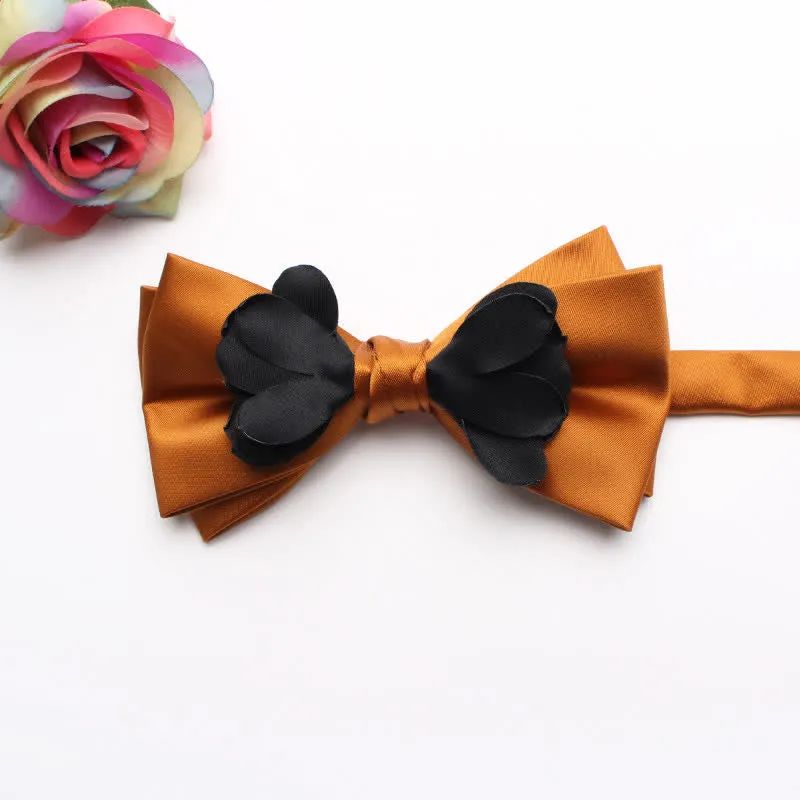 Men's Yarn-dyed Double Layer Flower Ribbon Bow Tie