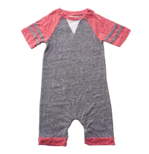 Miki Miette - Casey Shorts Romper in Heather Grey and Red