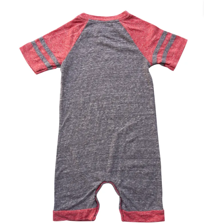 Miki Miette - Casey Shorts Romper in Heather Grey and Red