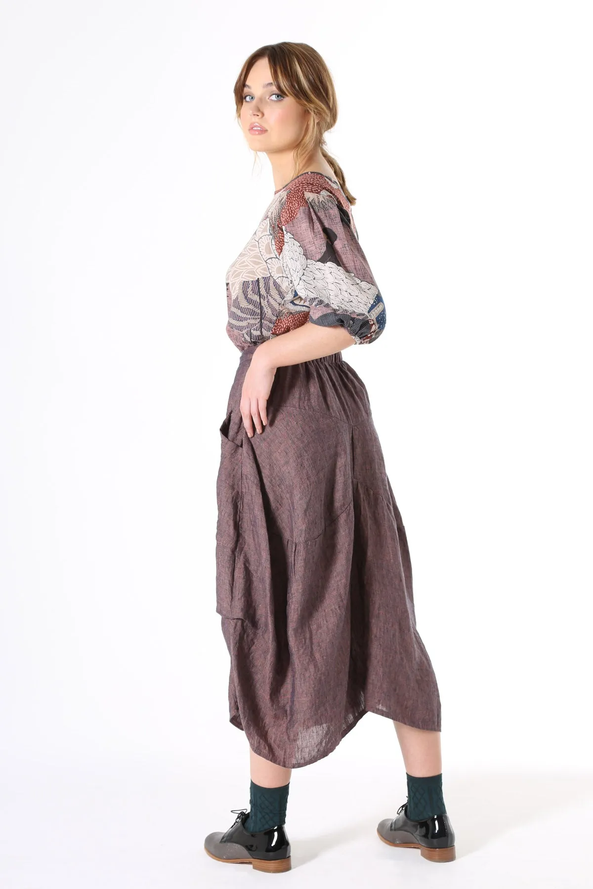 Milwaukee Rosa Linen Skirt Mauve